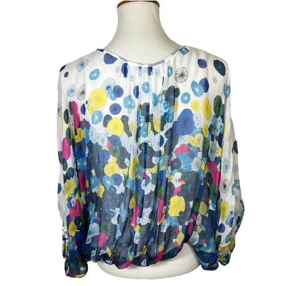 Diane von Furstenberg DVF Emelia Floral Print Dolman Sleeve Silk Blouse Size S - Picture 5 of 11